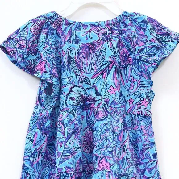 Lilly Pulitzer Girls Mini Kawai Dress Breakwater Blue Cotton S 4-5 YRS 281165